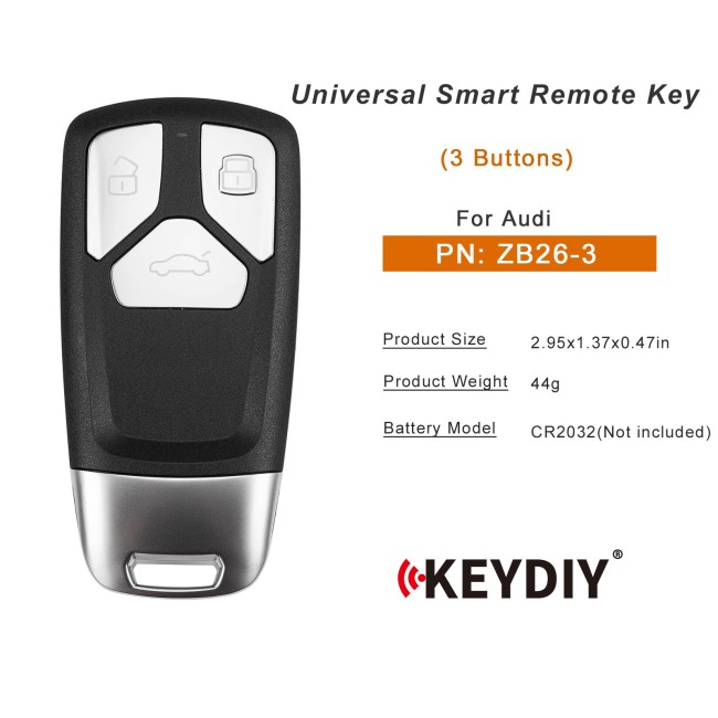 [5Pcs/Lot] KEYDIY KD ZB26-3 Universal Smart Remote Key 3 Buttons for Audi Type