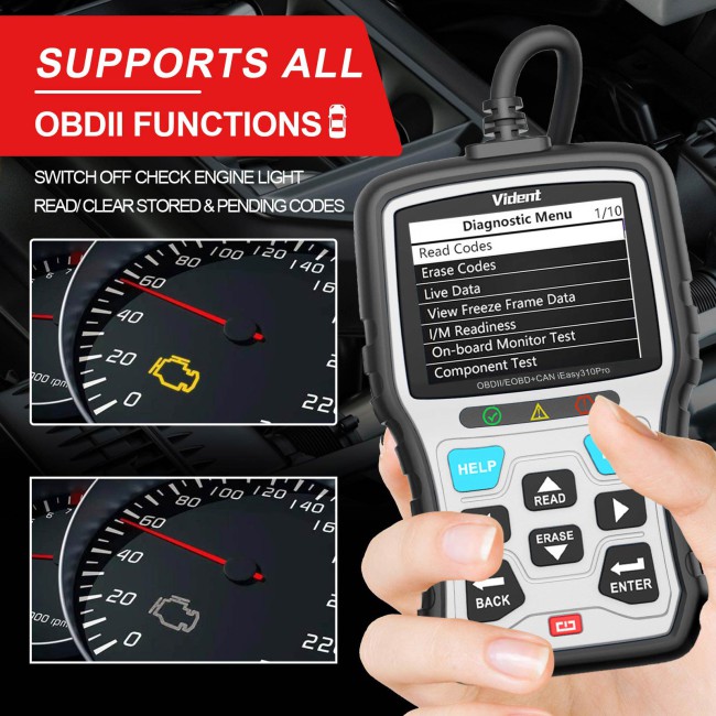 VIDENT iEasy310 Pro (Silver) Enhanced OBD2 Automotive Scanner Professional OBDII Code Reader Engine Fault Scan Tool Car Diagnostic Tool