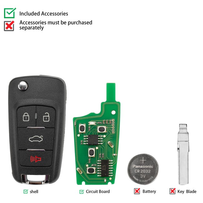 [5Pcs/Lot] KEYDIY KD B18-4 Universal Flip Remote Key 3+1 Buttons for Chevrolet Type
