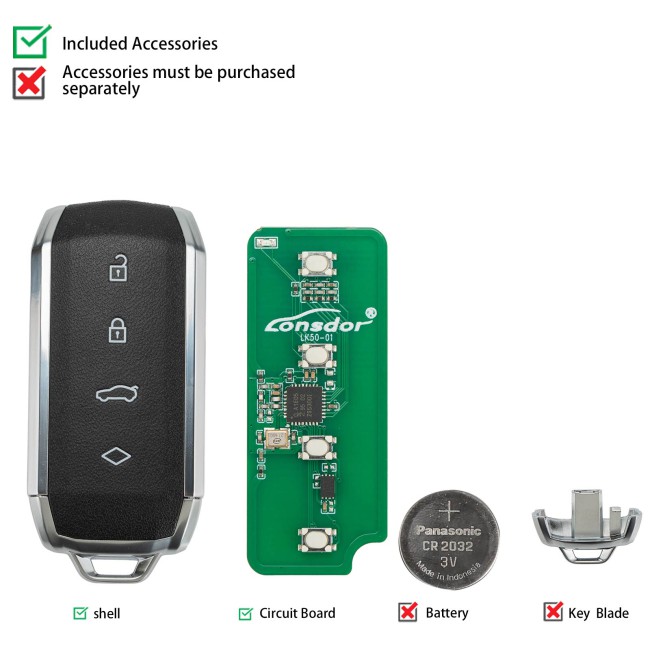 [5pcs/lot] LONSDOR LK50-01 NXP Series Universal Smart Key 4 Buttons