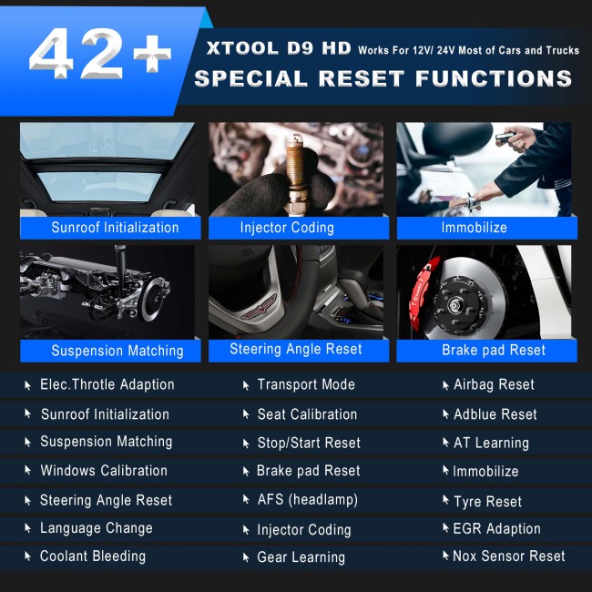 XTOOL D9 HD Truck Diagnostic Tool Car Diagnostic Instrument 12V Car 24V Heavy Duty Truck 42+Special Functions Topology Mapping