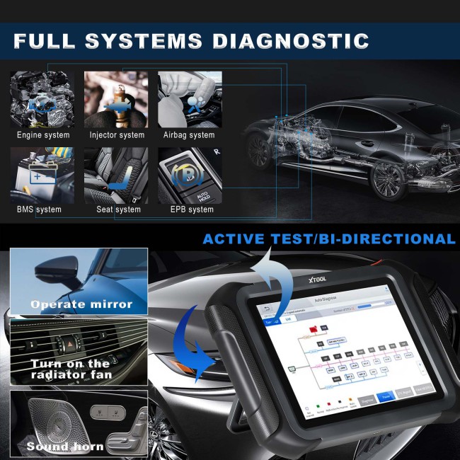 XTOOL D9 HD Truck Diagnostic Tool Car Diagnostic Instrument 12V Car 24V Heavy Duty Truck 42+Special Functions Topology Mapping