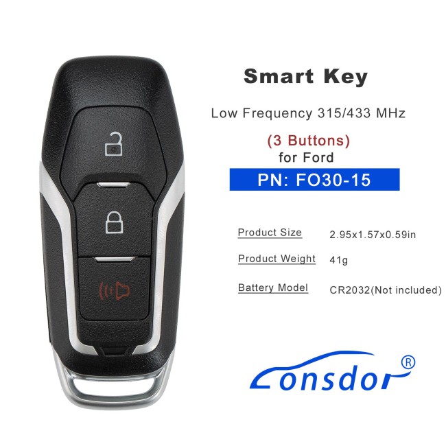 LONSDOR FO30 Series Smart Key FO30-15 Low Frequency 315/433 MHz 3 Buttons for Ford
