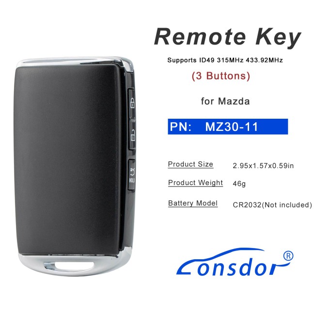 LONSDOR MZ30-11 Remote Key Supports ID49 315MHz 433.92MHz for Mazda 3 Buttons