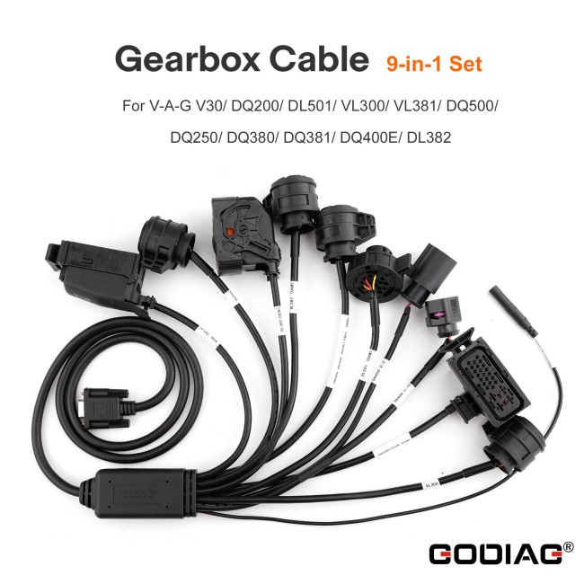 GODIAG 9-in-1 Gearbox Cable Set for V-A-G V30/ DQ200/ DL501/ VL300/ VL381/ DQ500/ DQ250/ DQ380/ DQ381/ DQ400E/ DL382