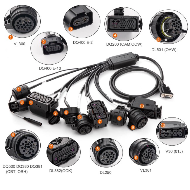 GODIAG 9-in-1 Gearbox Cable Set for V-A-G V30/ DQ200/ DL501/ VL300/ VL381/ DQ500/ DQ250/ DQ380/ DQ381/ DQ400E/ DL382