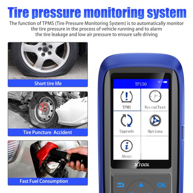 XTOOL TP150 Tire Pressure Monitoring System OBD2 TPMS Diagnostic Scanner Tool TPMS Program 315&433 MHZ Sensor