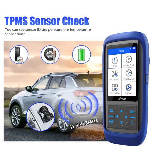 XTOOL TP150 Tire Pressure Monitoring System OBD2 TPMS Diagnostic Scanner Tool TPMS Program 315&433 MHZ Sensor