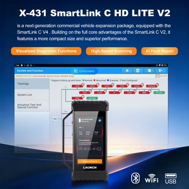 LAUNCH X-431 SmartLink C HD LITE V2 Overseas Online Expansion Package Compatible with X-431 PRO Series (8-inch Tablets）