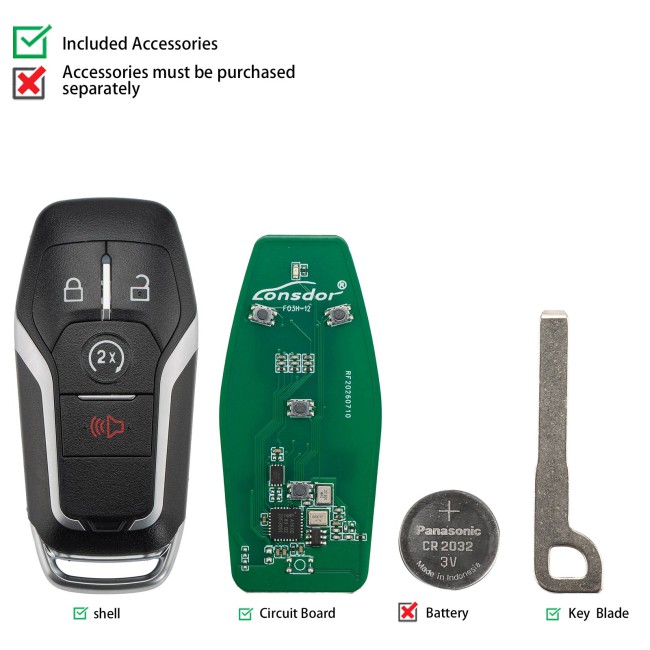 LONSDOR FO3H-16 FO3H Series Smart Key Supports ID46 ID49 High Frequency 902/868MHZ 4 Buttons for Ford