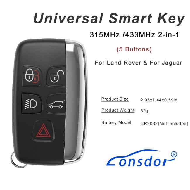 5pcs/lot LONSDOR 2010-2018 For Land Rover & For Jaguar Universal Smart Key 315MHz /433MHz 2-in-1