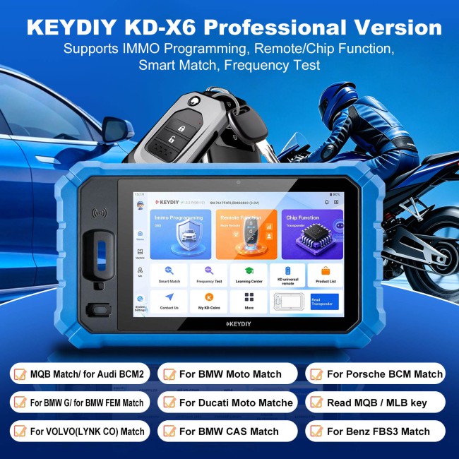 KEYDIY KD-X6 Professional Version Supports IMMO Programming, Remote/Chip Function, Smart Match, Frequency Test