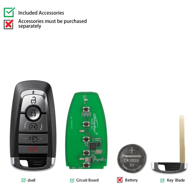 LONSDOR FO3H-02 High Frequency Remote Key 5 Buttons for Ford Supports ID46 ID49, 868/902MHZ