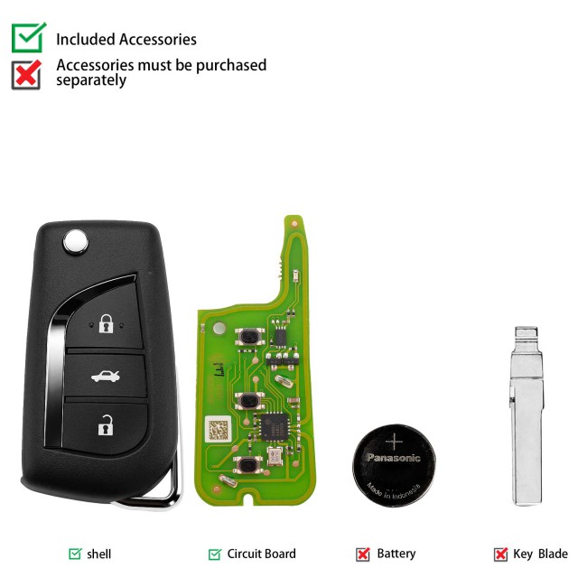 [5PCs/ lot] XHROSE XETO00EN FENG.T Style Super Remote Key Foldable 3 Buttons