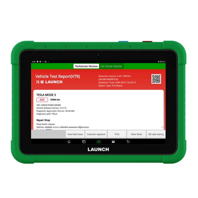 LAUNCH X-431 PRO3S+ V2 New Energy Overseas Online Diagnostics Configuration