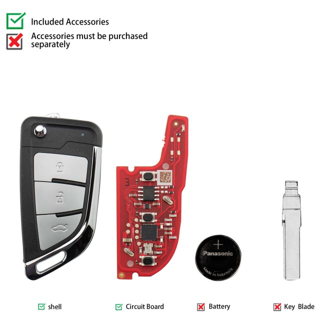 [5pcs/ lot] XHORSE XEKF31EN Knife II Style with Super Chip Second Generation Universal Remote Key (XT57B 3-Button)