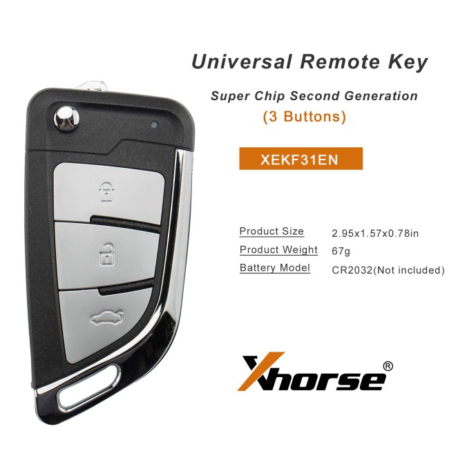 [5pcs/ lot] XHORSE XEKF31EN Knife II Style with Super Chip Second Generation Universal Remote Key (XT57B 3-Button)