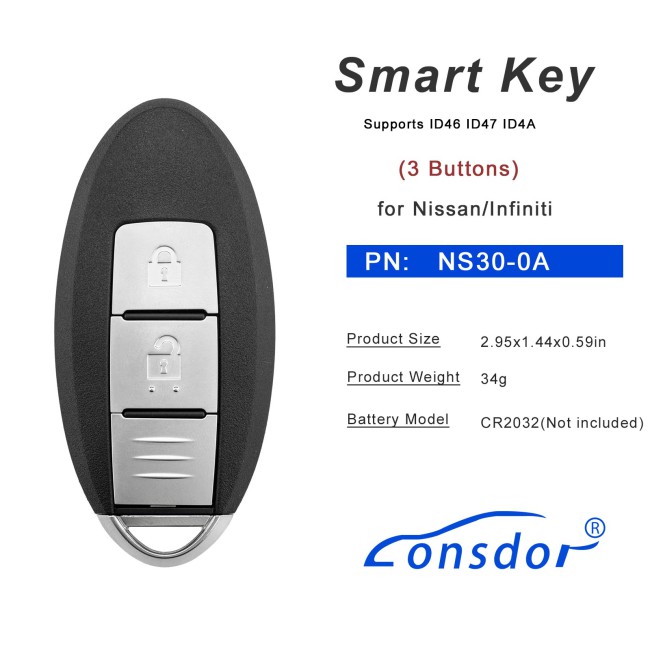 Lonsdor NS30-0A for Nissan/Infiniti Smart Key 3 Buttons Supports ID46 ID47 ID4A