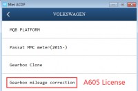 [Authorization] YANHUA ACDP A605 License for VW/Audi Gearbox Mileage Correction needs to work with ACDP Module 13/ Module 21
