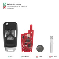 5pcs/lot XHORSE XNAU21EN AUD.I Style 3 Buttons Second Generation Universal Remote Key