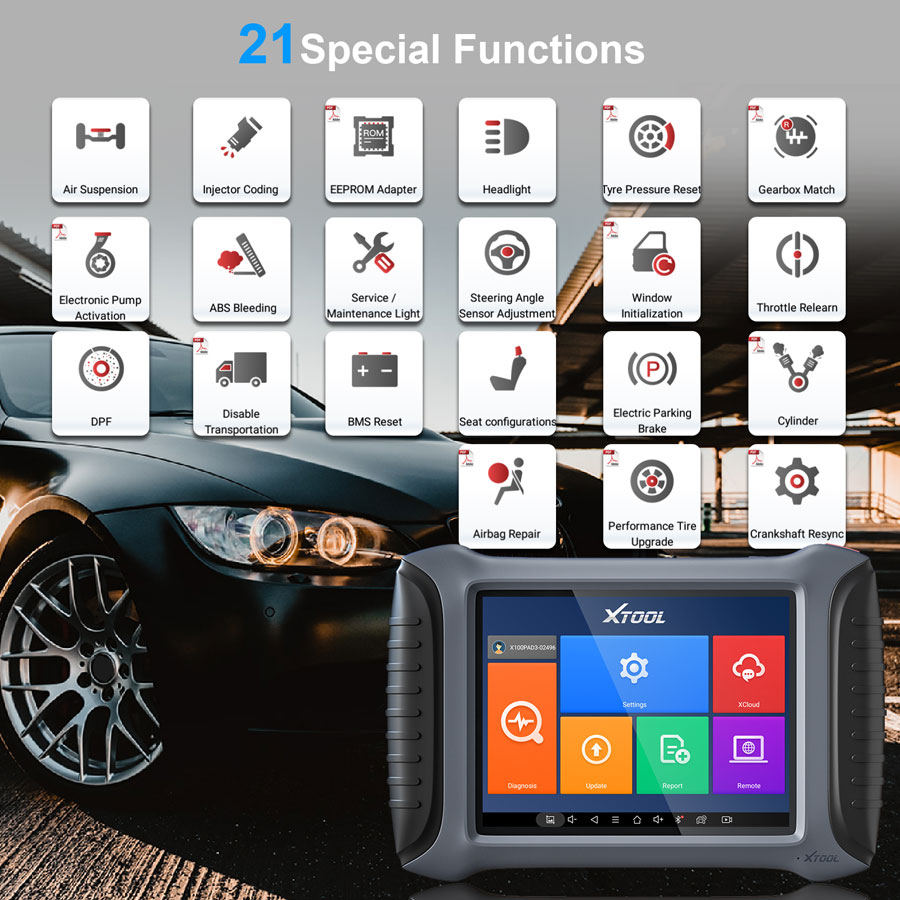 Xtool X100 PAD3 SE 21 special functions 