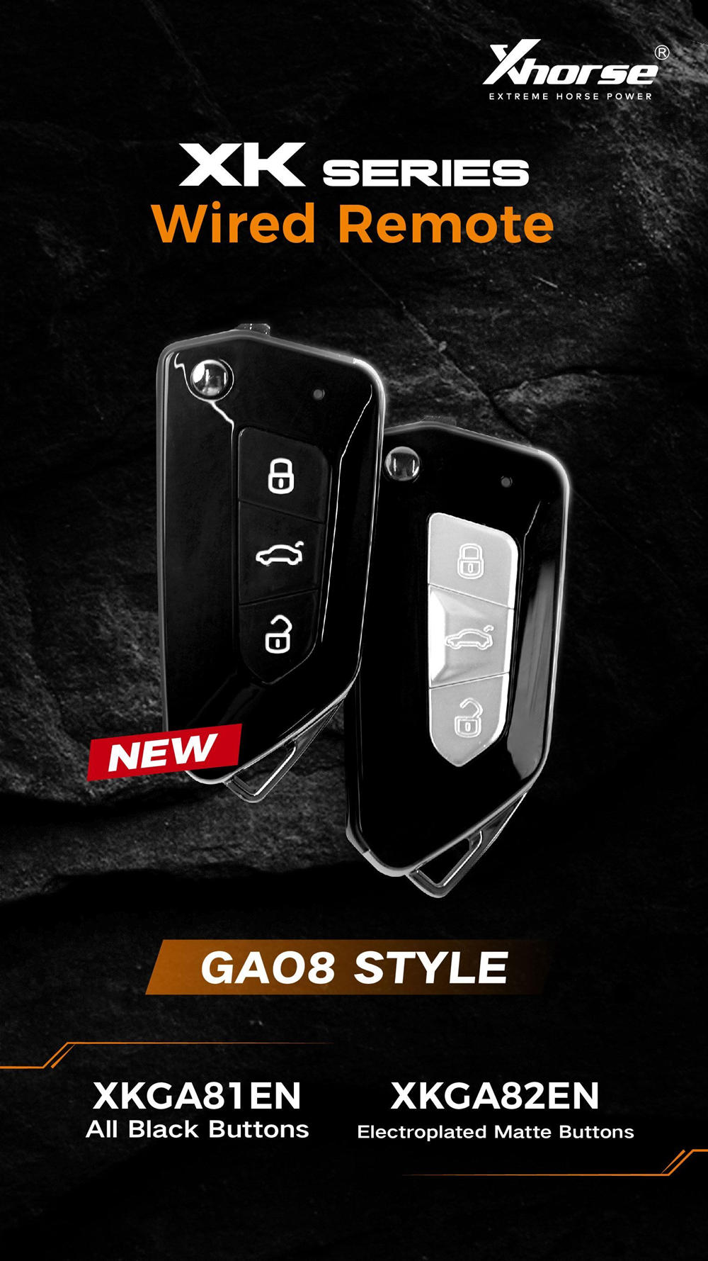 Xhorse XKGA82EN Electroplated Matte Buttons universal wired remote