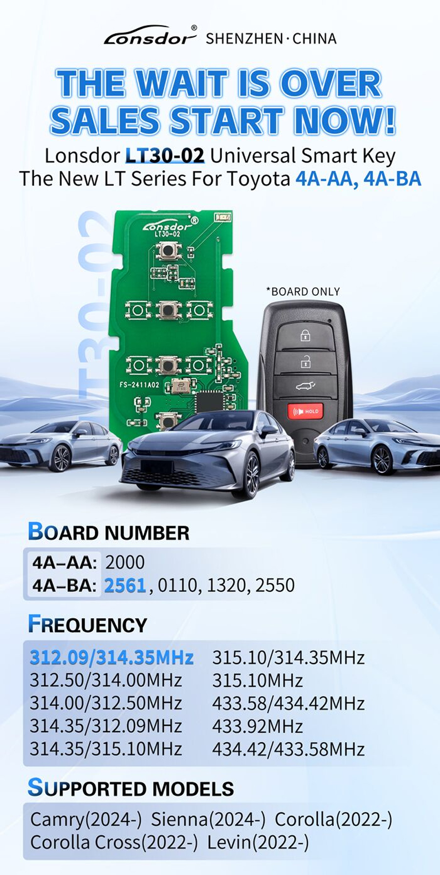 lonsdor lt30-02 toyota 4a universal smart key board