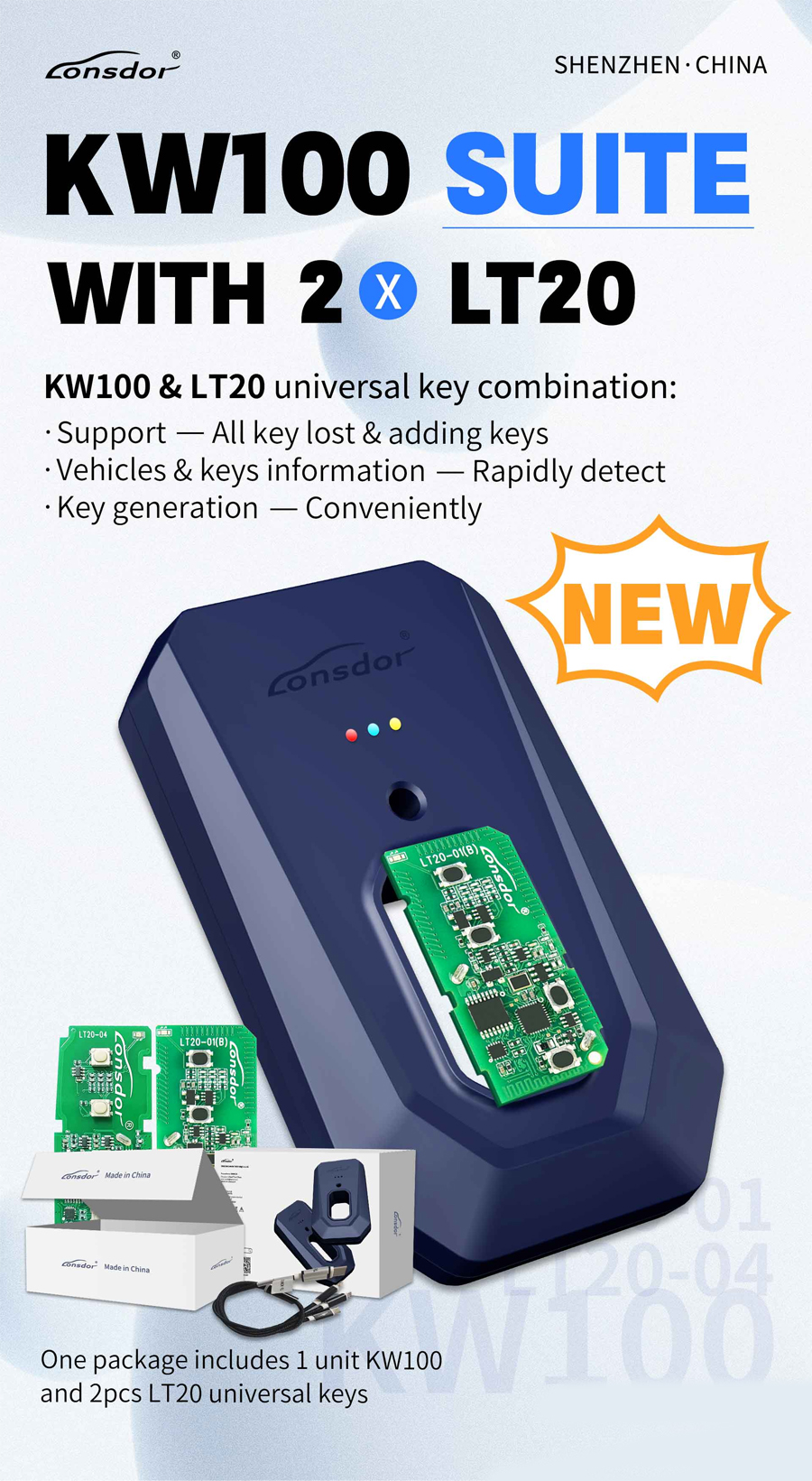 Lonsdor KW100 Suite with 2 Pieces of LT20 Universal Keys