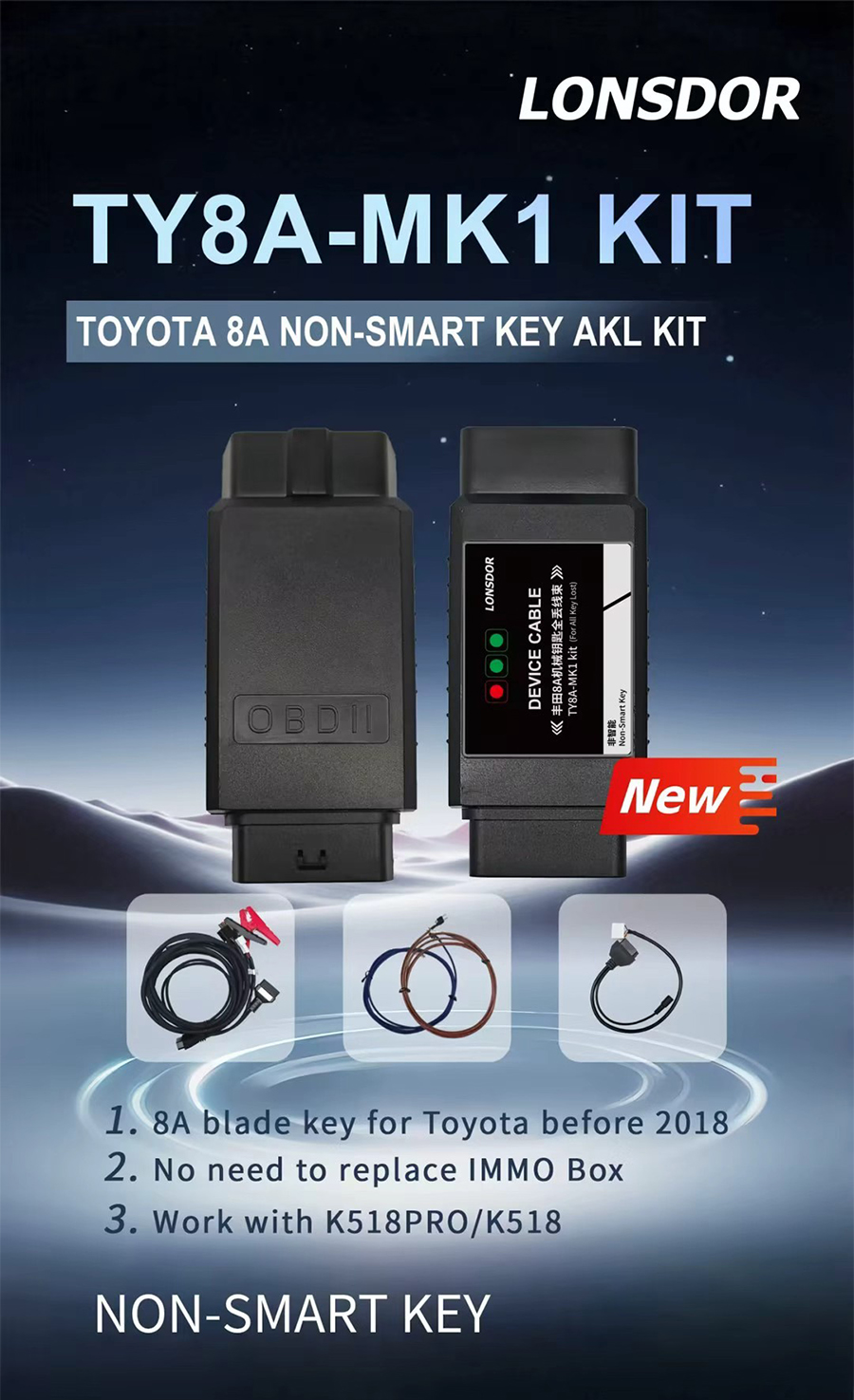 LONSDOR TOYOTA TY8A-MK1 Kit for TOYOTA 8A NON-SMART Key AKL