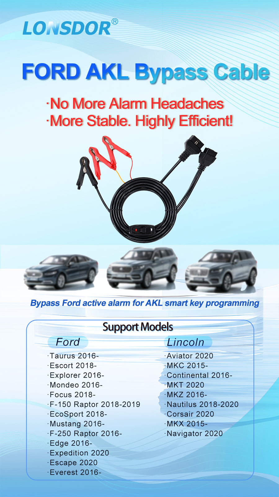LONSDOR  for FORD AKL Bypass Cable
